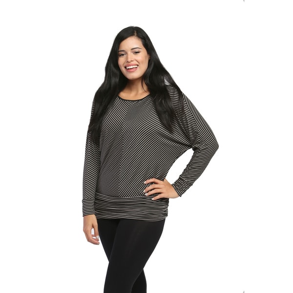 24/7 Comfort Apparel Womens Long Dolman Sleeve Banded Top