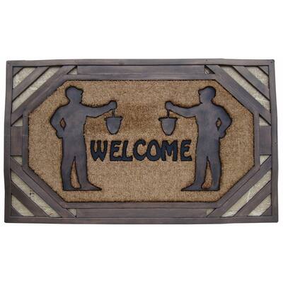 First Impression Large Rubber/ Coir Brush Welcome Doormat 23" x 38"