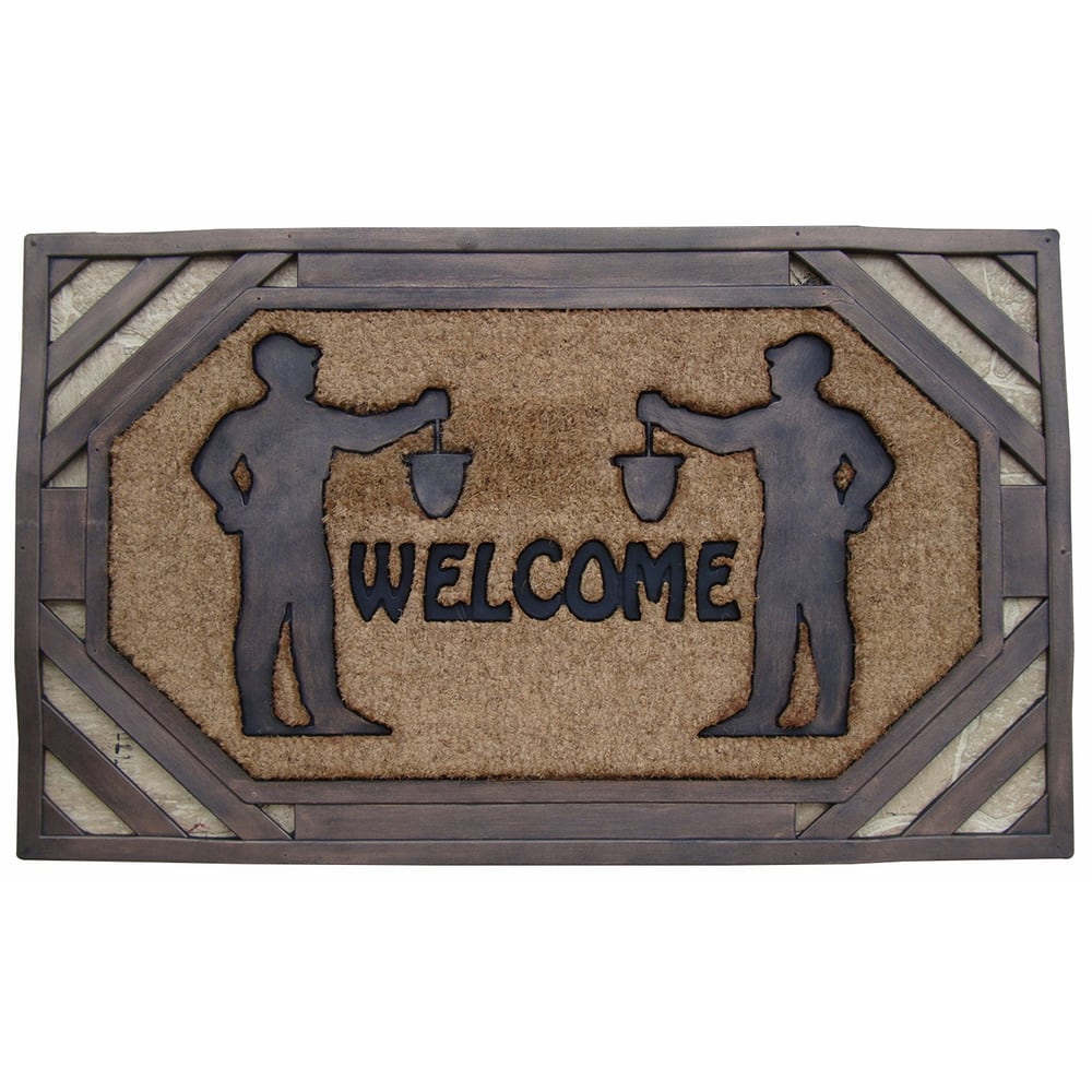 First Impression Large Rubber/ Coir Brush Welcome Doormat 23" x 38"