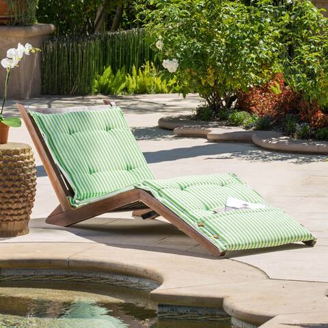 Sonora Wood Folding Lounger with Cushion by Christopher Knight Home