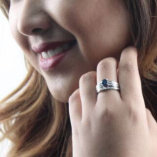 Auriya 14k Gold 1ctw Blue Diamond Engagement Ring Set