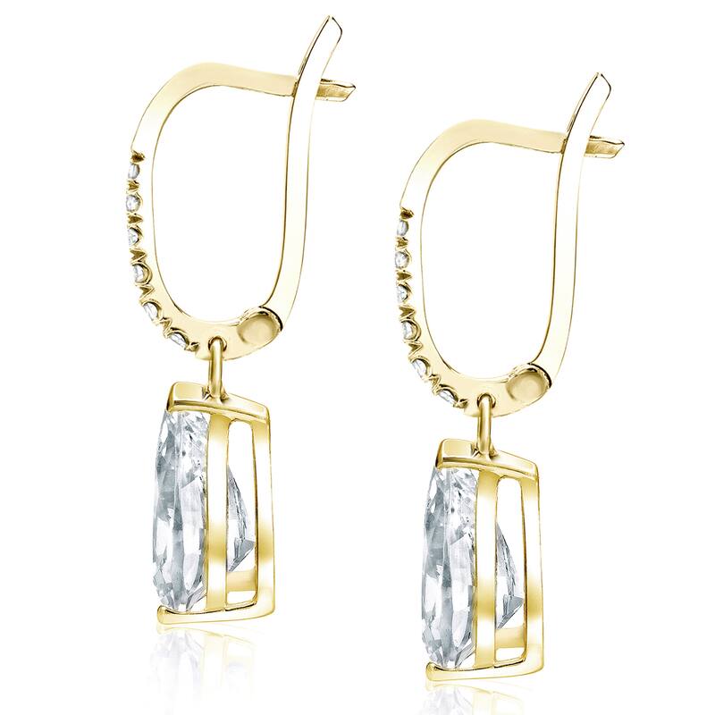 18k Yellow Gold 2 1/10ct TDW Pear Shaped Diamond Dangle Earrings by Auriya