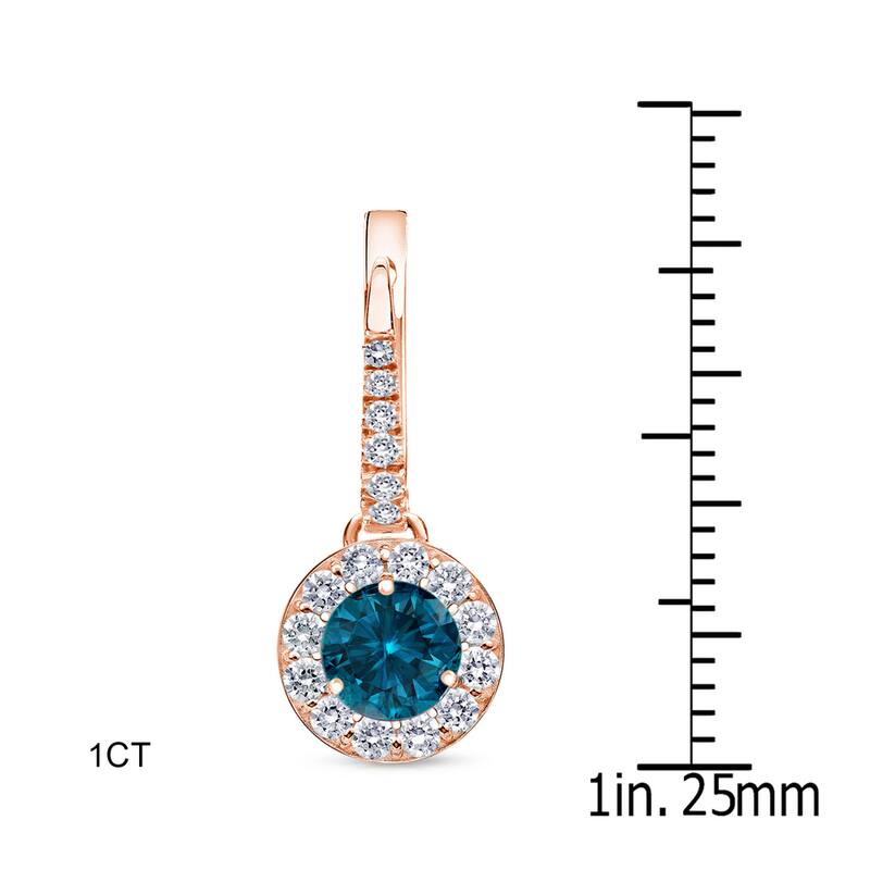 Auriya 1/2 to 2ctw Blue Diamond Halo Dangle Earrings 14k Rose Gold (SI1-SI2)
