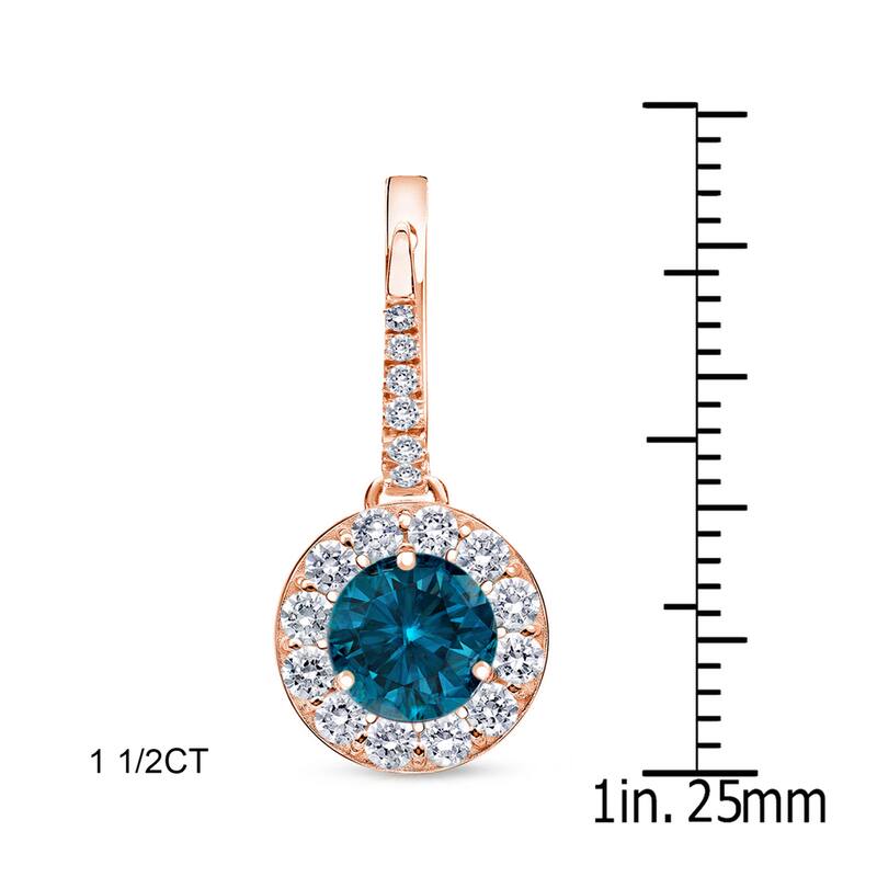Auriya 1/2 to 2ctw Blue Diamond Halo Dangle Earrings 14k Rose Gold (SI1-SI2)