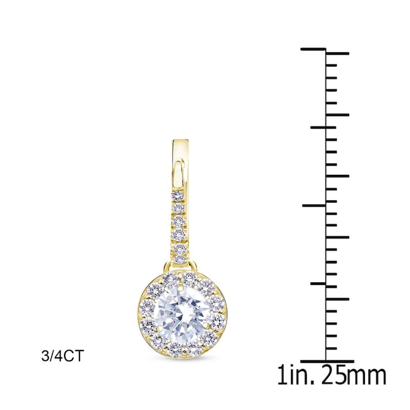 Auriya 1/2 to 2cttw Round Halo Diamond Dangle Earrings 14k Yellow Gold (H-I, SI1-SI2)