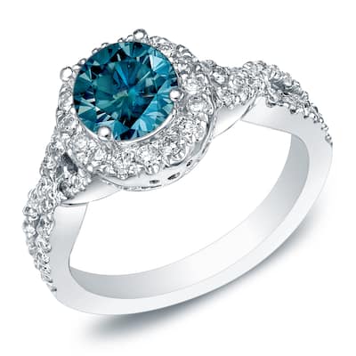 Auriya Braided 1ctw Halo Blue Diamond Engagement Ring 14k Gold (H-I, SI1-SI2)