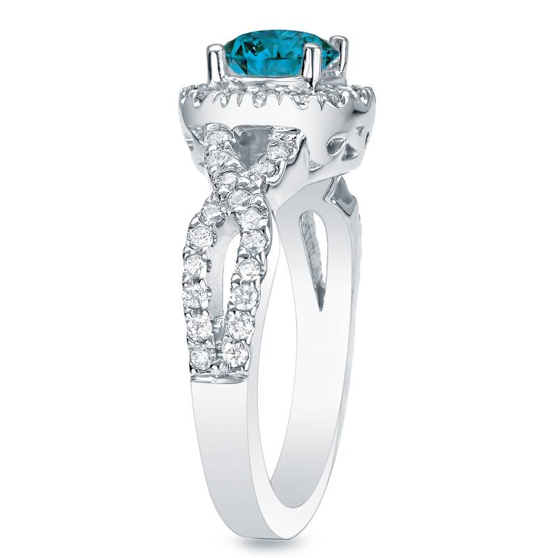 Auriya Braided 1ctw Halo Blue Diamond Engagement Ring 14k Gold (H-I, SI1-SI2)