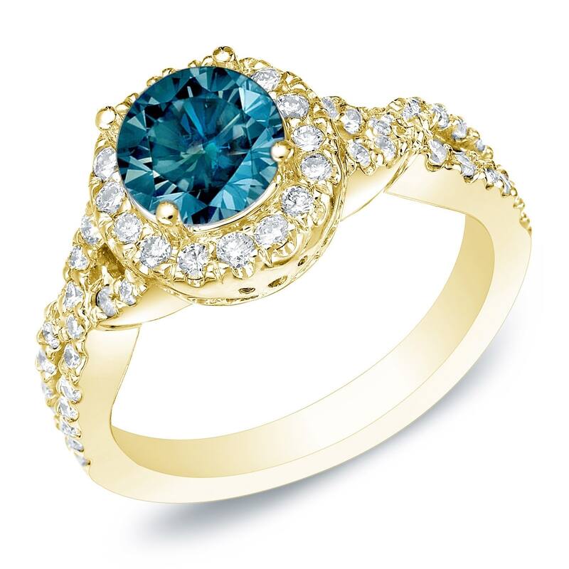 Auriya Braided 1ctw Halo Blue Diamond Engagement Ring 14k Gold (H-I, SI1-SI2)
