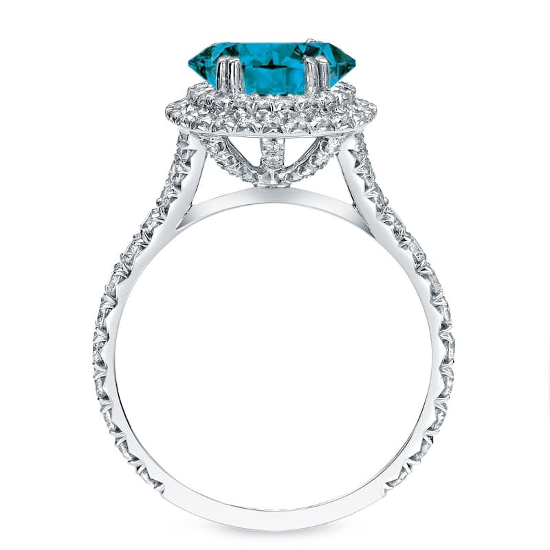 Auriya 2ctw Double Halo Blue Diamond Engagement Ring 14k Gold