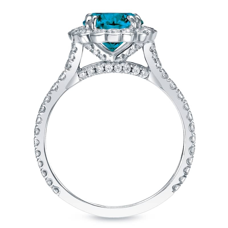 Auriya 14k Gold 1 1/2ctw Halo Blue Diamond Engagement Ring (H-I, SI1-SI2)