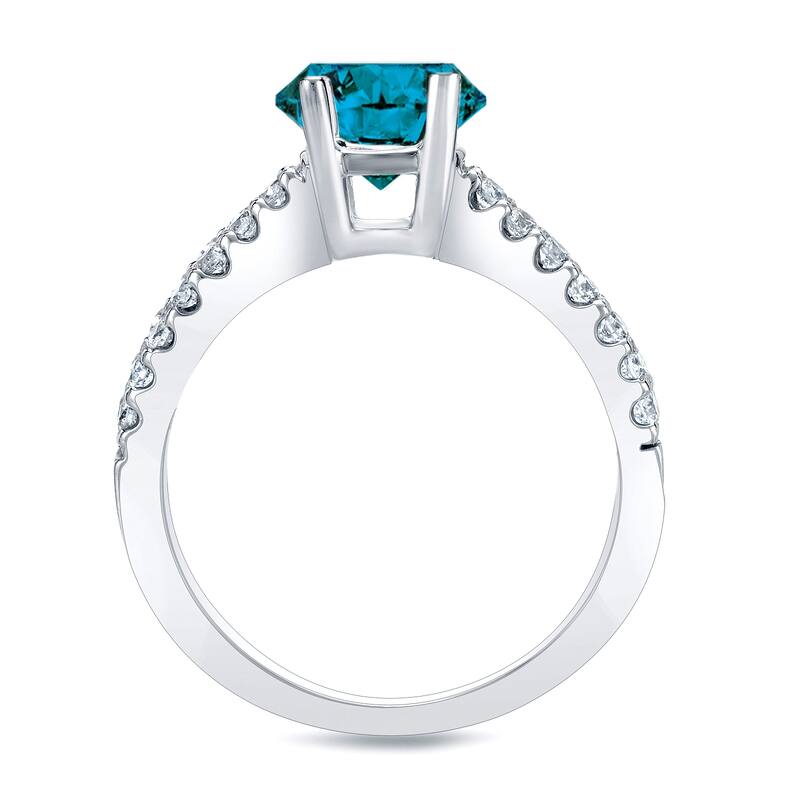 Auriya 1ctw Modern Blue Diamond Engagement Ring 14k Gold Split Shank