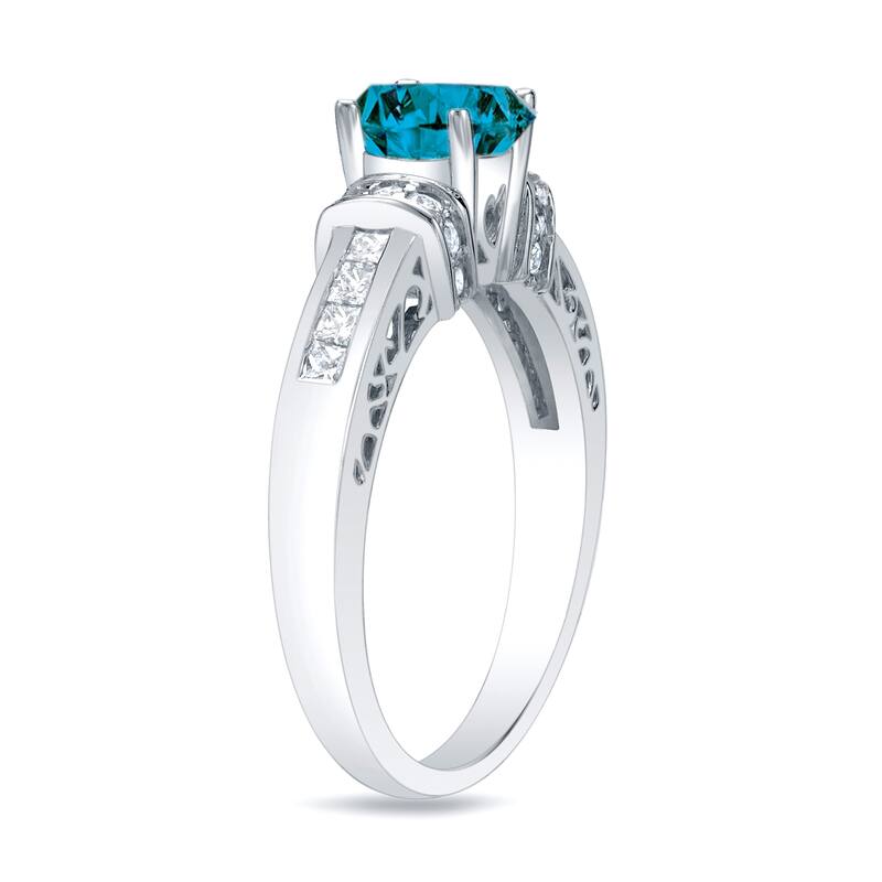 Auriya 1 1/4ctw Round Blue Diamond Engagement Ring with Heart Cut-Out 14k Gold