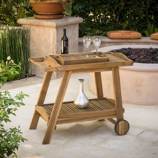 Sonora Outdoor Wood Bar Cart by Christopher Knight Home Overstock