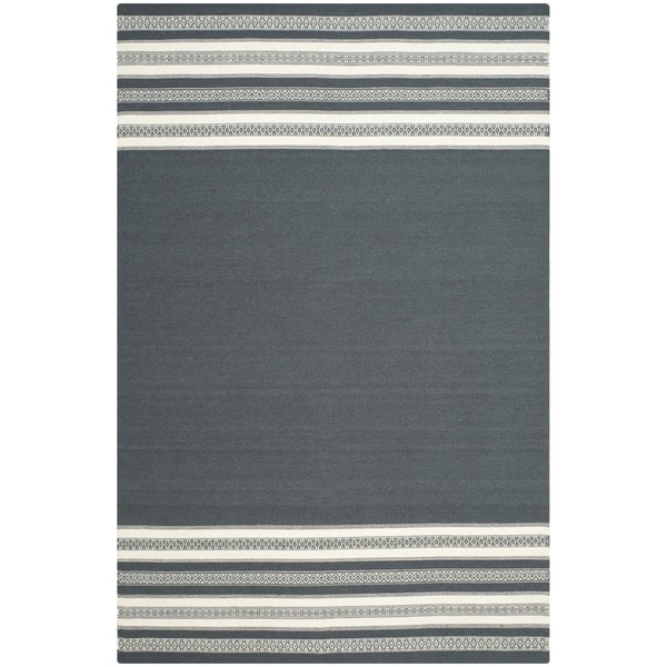 Safavieh Hand-woven Dhurries Dark Grey Wool Rug - 8' x 10'