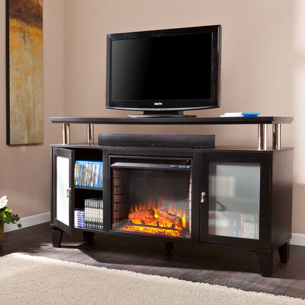 Shop Porch Den Hempstead 60 Inch Black Media Fireplace Free