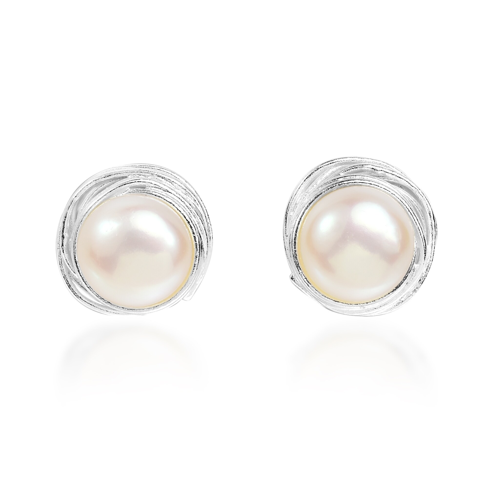 White Freshwater Pearl Wire Earring Studs