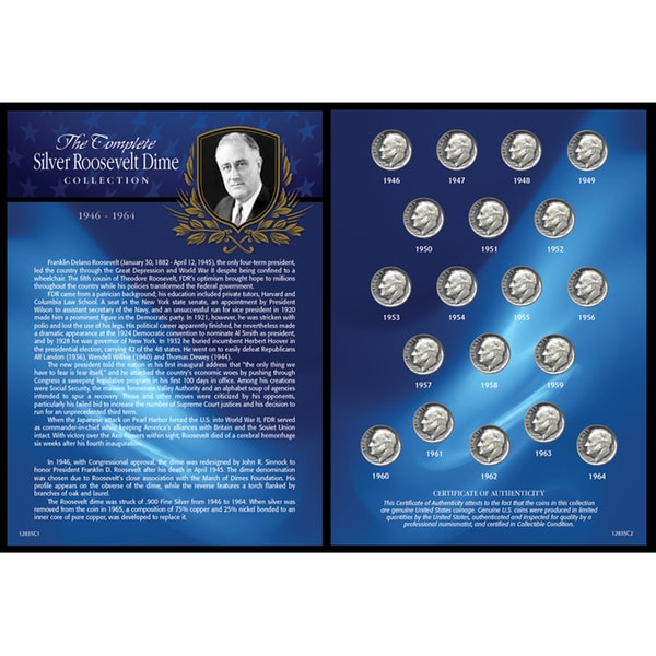 American Coin Treasures Complete Silver Roosevelt 1946-1964 Dime Collection