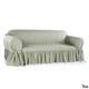 preview thumbnail 9 of 7, Ruffled Cotton Loveseat Slipcover Green