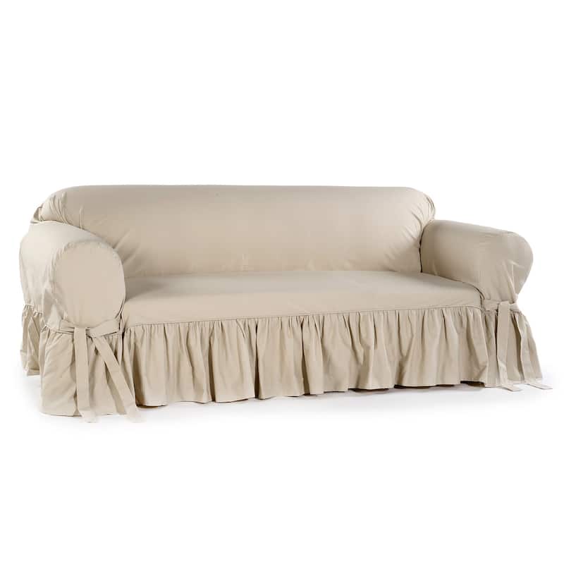 Ruffled Cotton Loveseat Slipcover