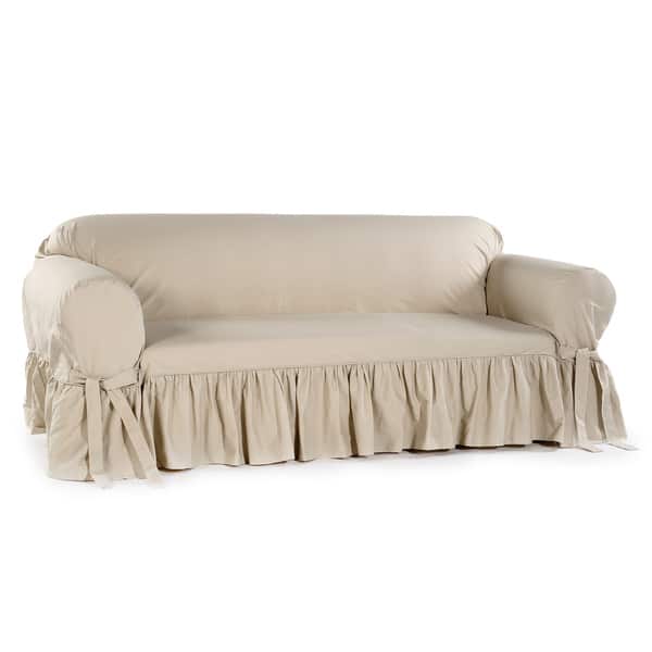 Collega Kelder opvoeder Ruffled Cotton Sofa Slipcover - On Sale - Overstock - 9467141