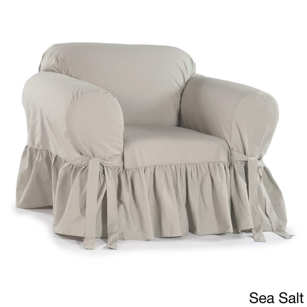 Ruffled Cotton Arm Chair Slipcover