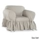 preview thumbnail 5 of 7, Ruffled Cotton Arm Chair Slipcover Brown