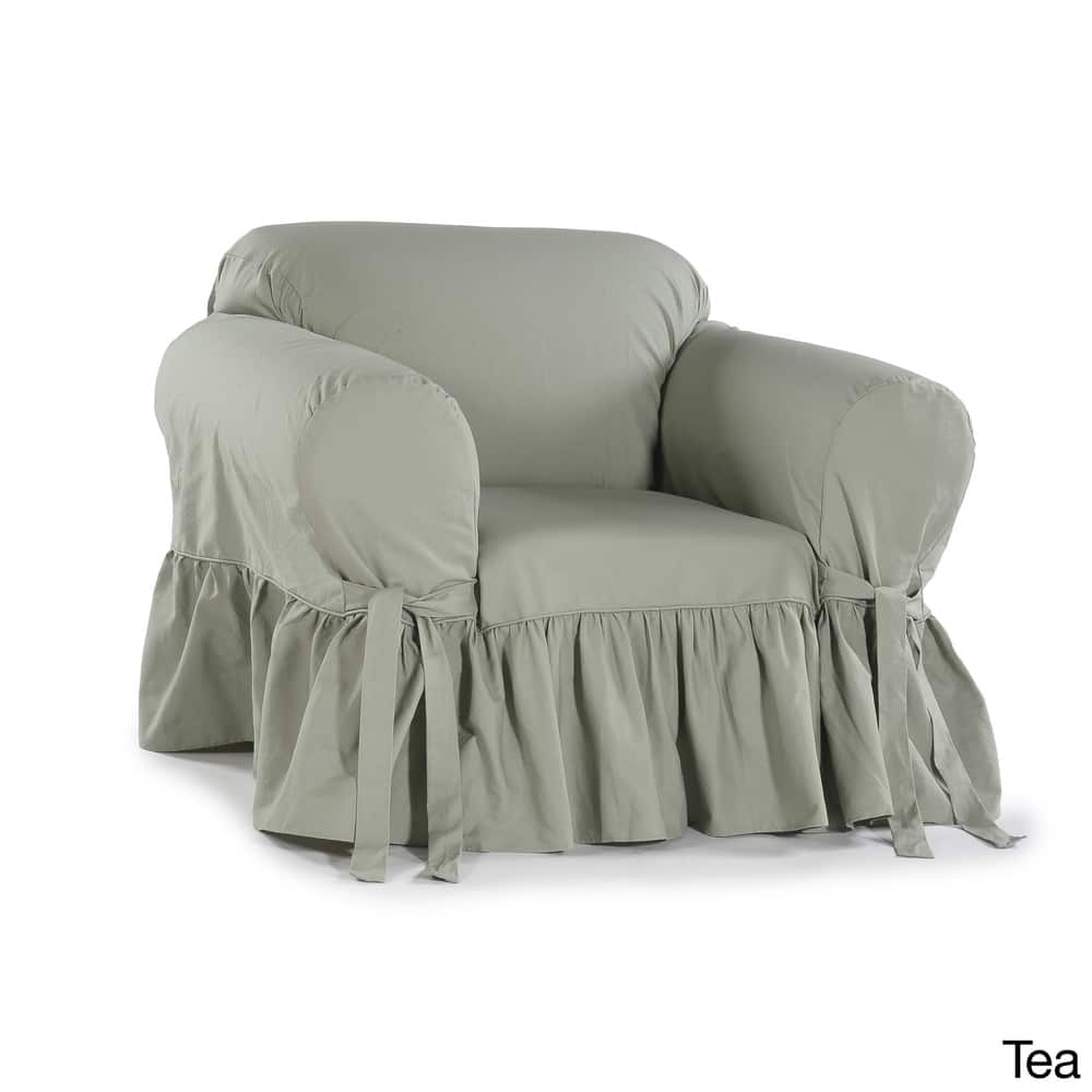 Ruffled Cotton Arm Chair Slipcover
