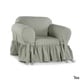 preview thumbnail 6 of 7, Ruffled Cotton Arm Chair Slipcover Green