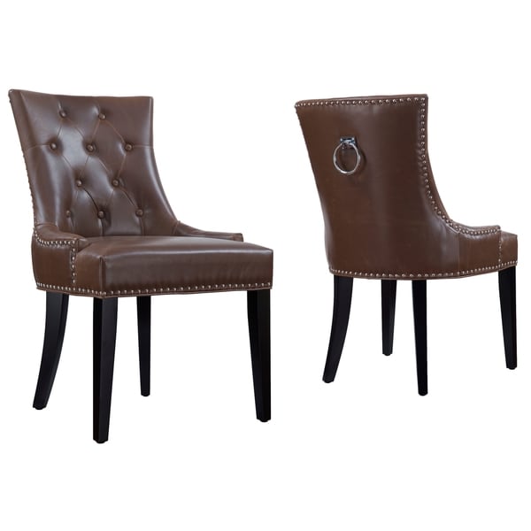 Shop Dallas Antique Brown Leather Dining Chair Free Shipping Today 9467831