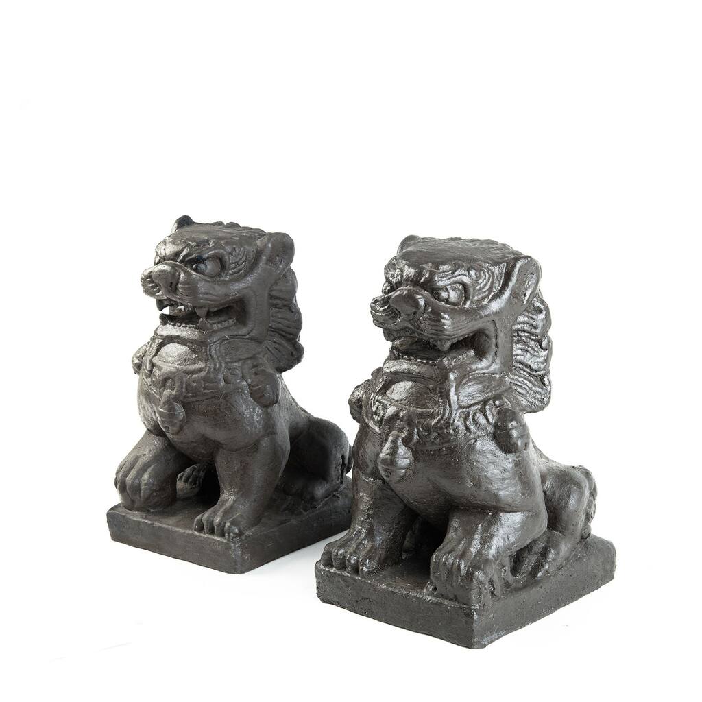 Handmade Set of 2 Guardian Fu Dogs Sculptures