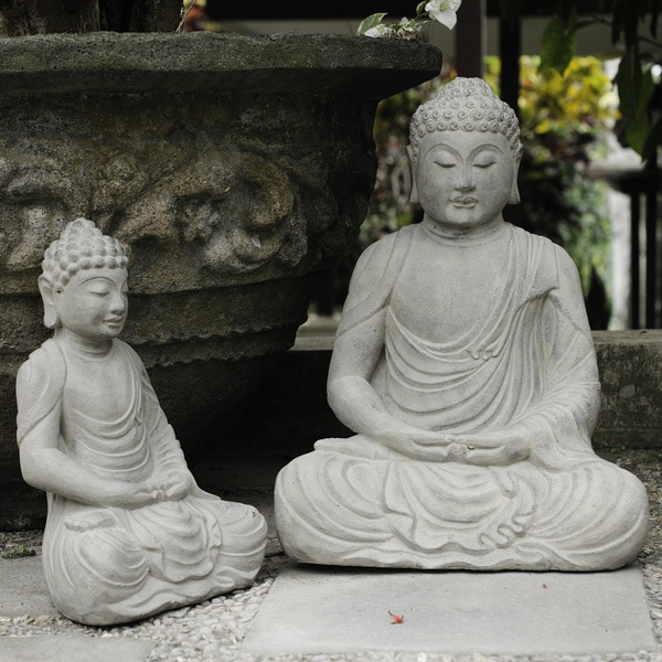Handmade Volcanic Ash Meditating Buddha Statue (Indonesia)