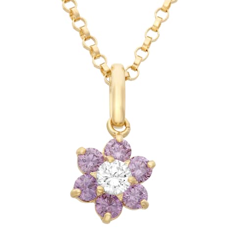 Junior Jewels 14k Gold Cubic Zirconia Flower Pendant Necklace