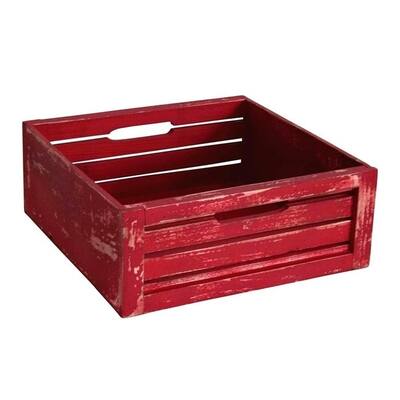 Wald Imports Antique Red Slat Crate