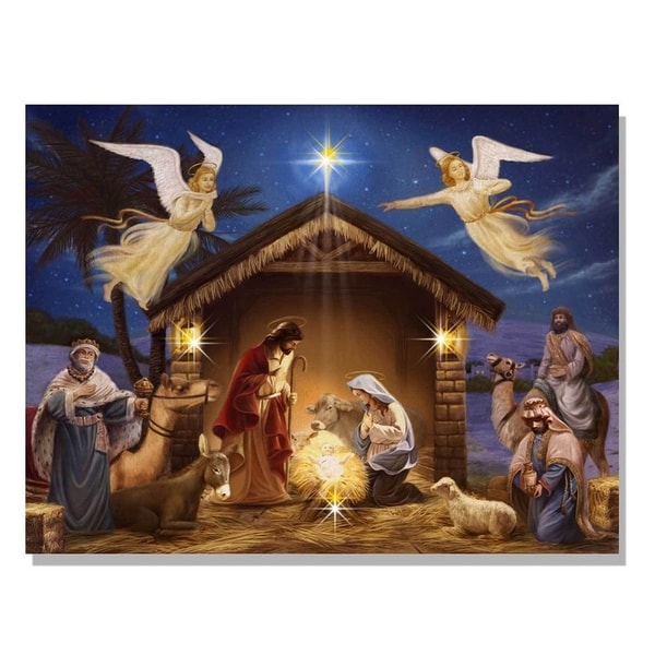 Shop Holiday Nativity Scene LED Light Canvas Art - Free Shipping On ...