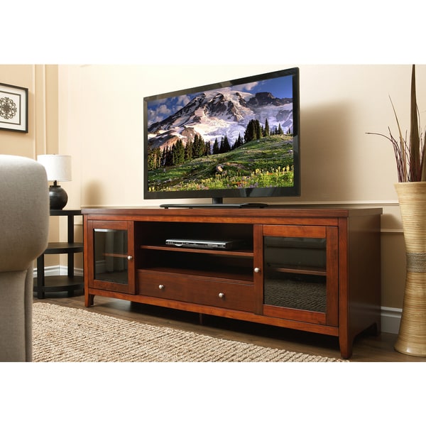 Shop Abbyson Charleston 72-inch Walnut Solid Oak Wood TV ...