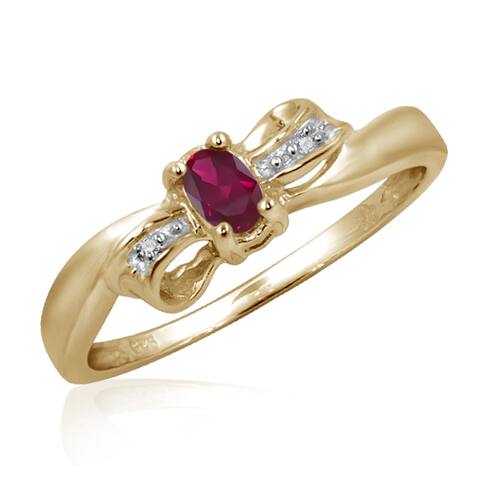 Ruby Gemstone and Accent White Diamond Bow Ring