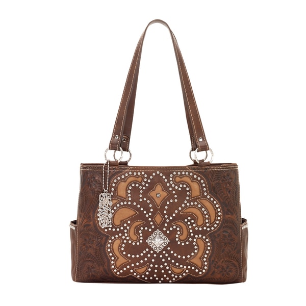 American West Chestnut Brown/ Golden Tan Large Shopper Tote