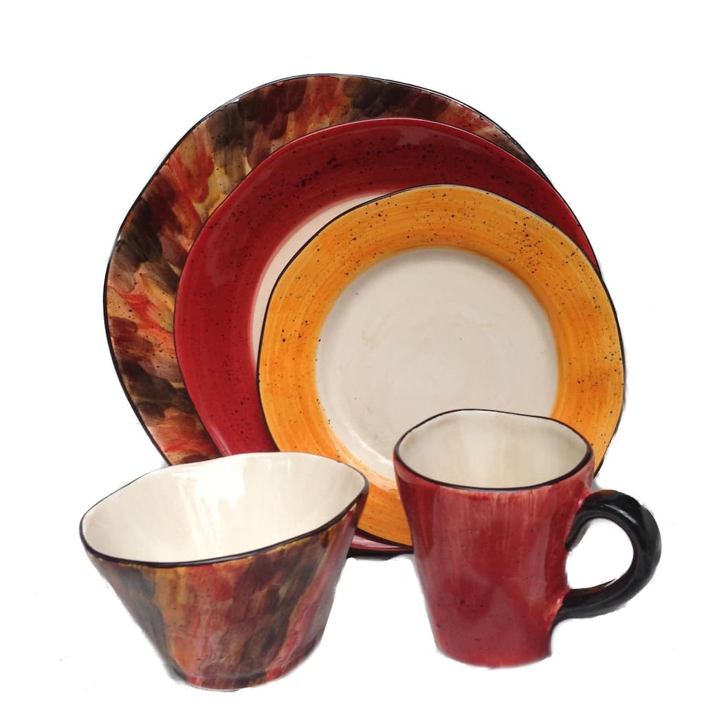 Handmade Red and Warm-tone Tortoise Shell Design 5-piece Serving Bundle (Italy)