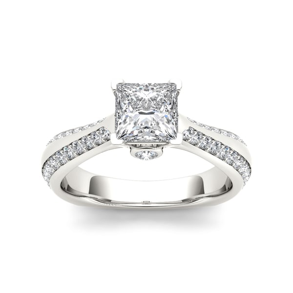 De Couer 14k White Gold 1 3/4ct TDW Diamond Princess cut Solitaire