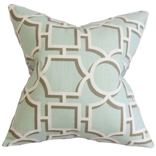 Ono Aqua Geometric 18inch Feather and Down Filled Decorative Pillow