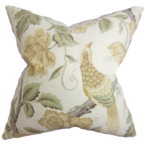 Iselin Floral 18inch Feather and Down Filled Decorative Throw Pillow