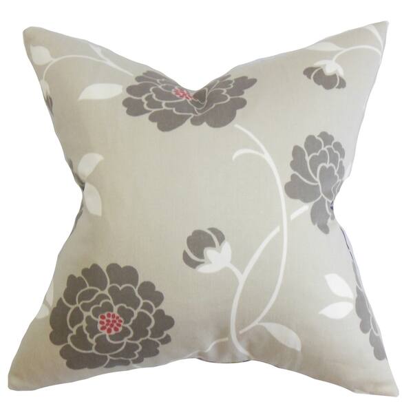 Graziella Greyblue Floral 18inch Feather and Down Filled Decorative