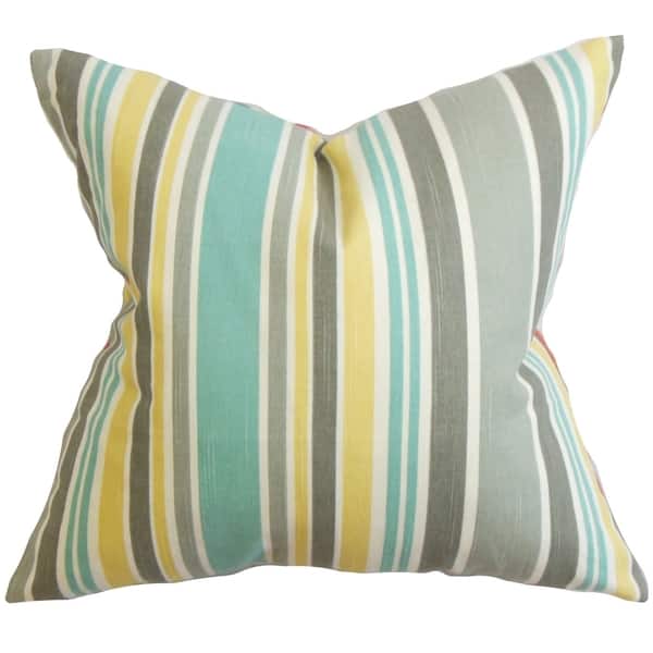 Manila Stripe 18inch Feather and Down Filled Decorative Throw Pillow