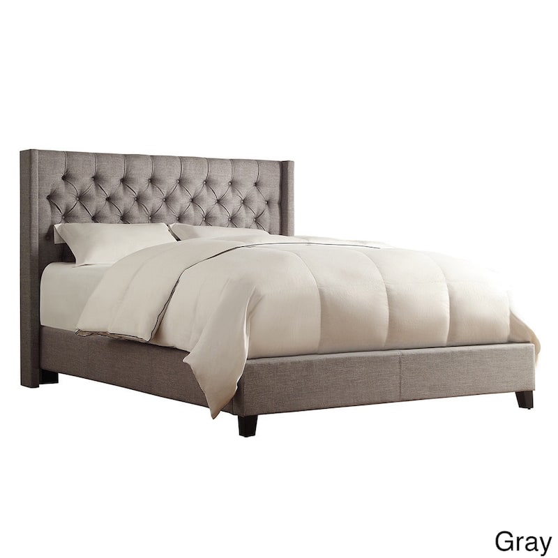 Naples Wingback Button Tufted Upholstered King Bed by iNSPIRE Q Artisan - RegularBed-GreyLinen