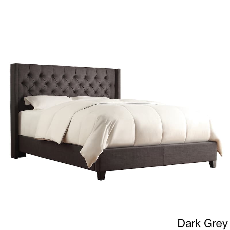 Naples Wingback Button Tufted Upholstered King Bed by iNSPIRE Q Artisan - RegularBed-DarkGreyLinen