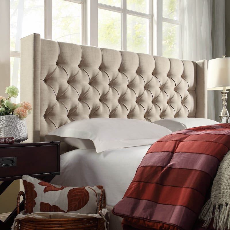 Naples Full-size Wingback Button-tufted Headboard by iNSPIRE Q Artisan - Beige