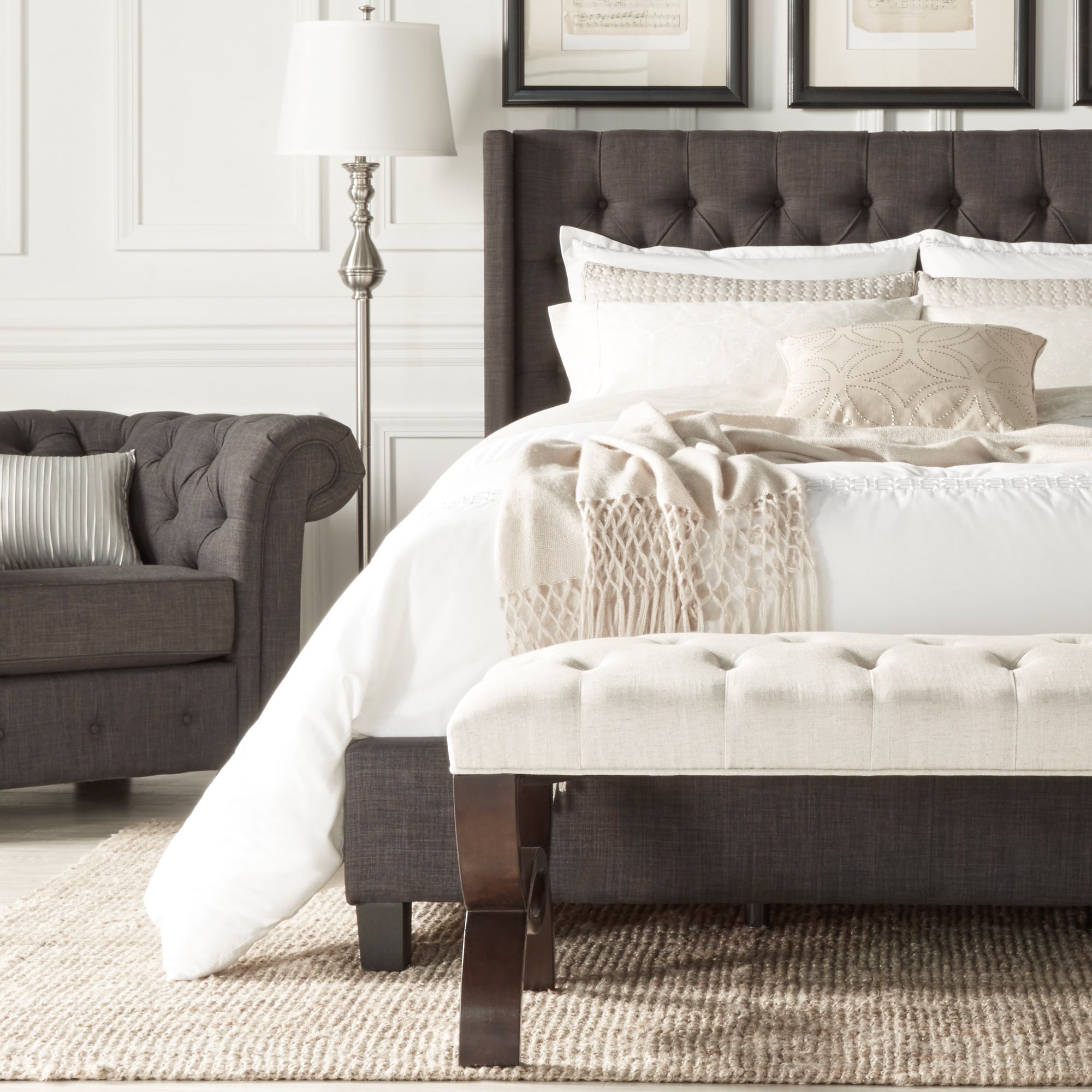 Shop Naples Wingback Button Tufted Upholstered Queen Size Bed by