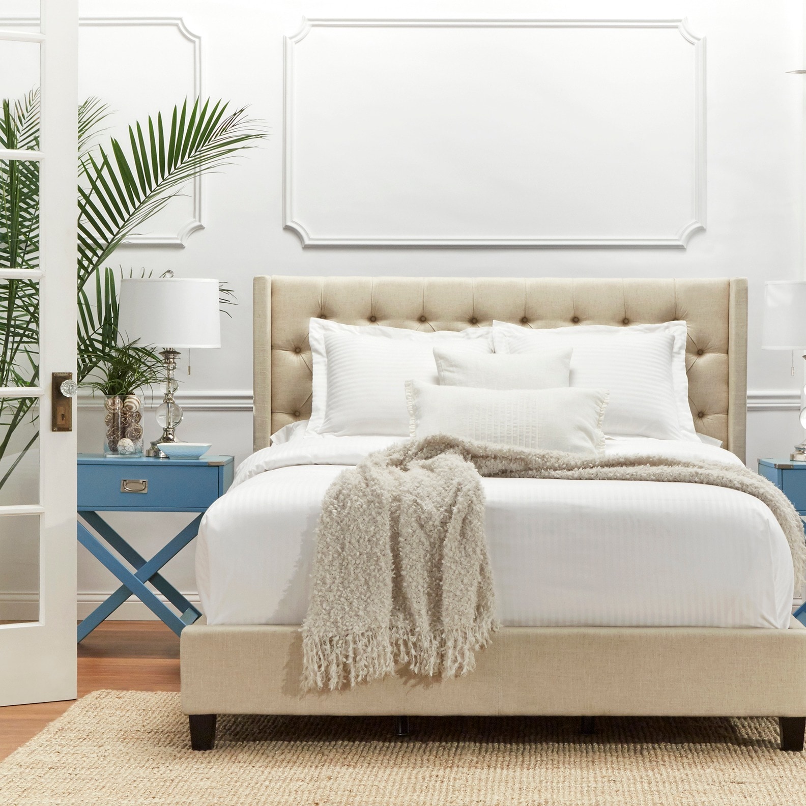 Naples Wingback Button Tufted Upholstered Full Bed by iNSPIRE Q Artisan