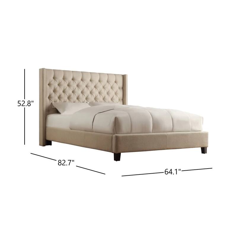 Naples Wingback Button Tufted Upholstered Full Bed by iNSPIRE Q Artisan