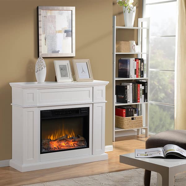 Shop 41 Wide Electric Fireplace Mantle In White Overstock 9477653